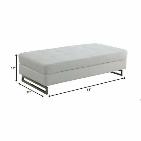 Homeroots White Ottoman 63 x 32 x 19 in. 366201